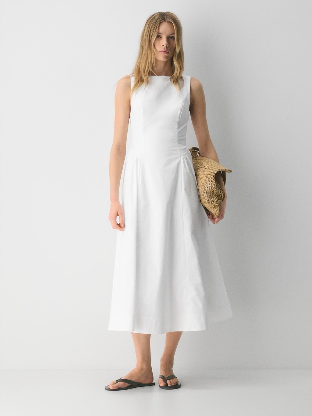 Aritzia Wilfred Tina Poplin Dress Bright White